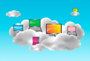 Cloud computing with desktops, notebooks, smartphones and netbooks on the clouds