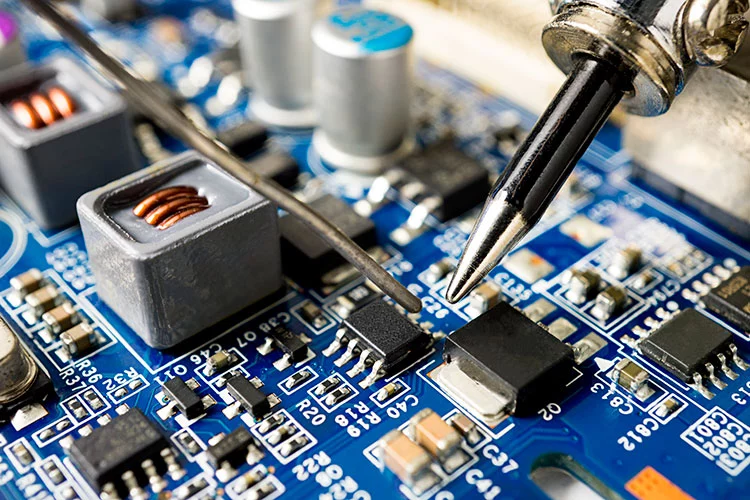 Repair microchip with soldering iron and tin